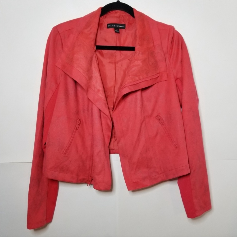 Rock & Republic coral faux suede moto jacket - Picture 1 of 6